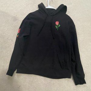 BLACK SWEATER WITH ROSES SIZE MEDIUM